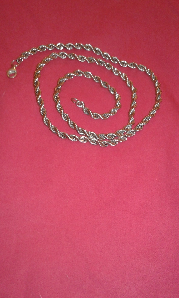 Solid silver double stranded long chain necklace - image 1