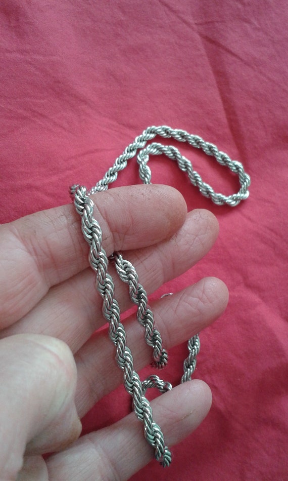 Solid silver double stranded long chain necklace - image 5