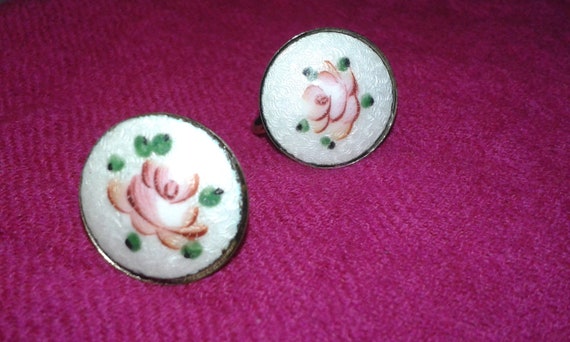 Solid sterling silver hand painted enamel Art Nou… - image 8