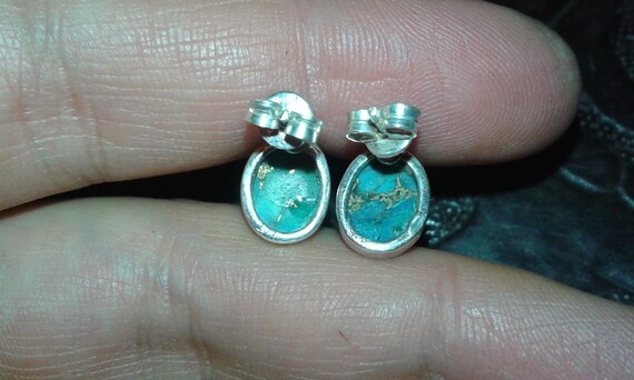 Copper turquoise solid sterling silver oval caboc… - image 4