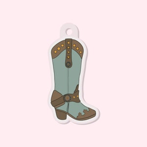 Blue Cowboy Boot Acrylic Key Ring Chain | Cowgirl Western Keychain Charm