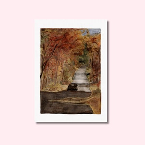 ATWTWTVFTV A6 Mini Print Postkarte | Red TV, Herbstlaub Aquarell Druck