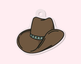 Cowboy Hat Acrylic Key Ring Chain | Cowgirl Western Keychain Charm