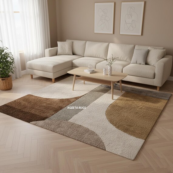 Handgefertigter Wollteppich 200x250 | Geometrischer Moderner Teppich