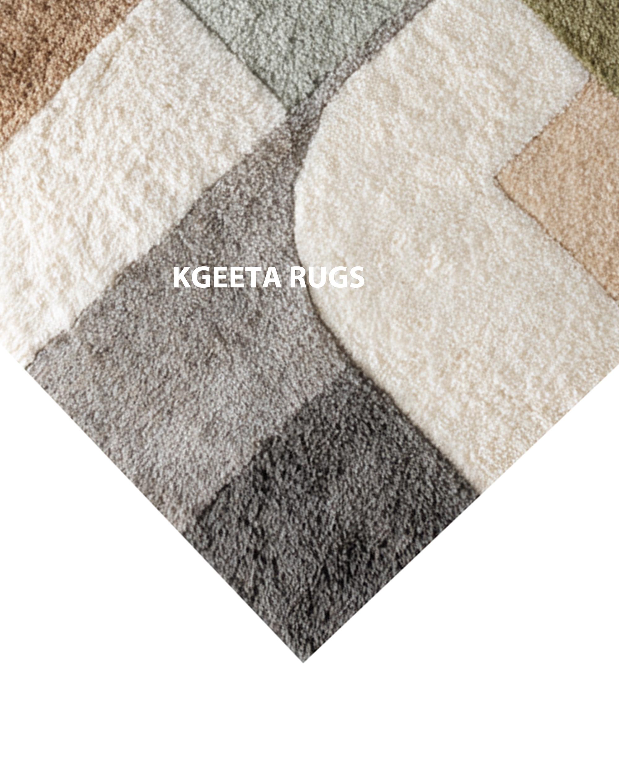 幾何学模様 ウールラグ 大判 抽象的な幾何学模様のウールラグ 9x12 ハンドメイド ボヘミアン シック