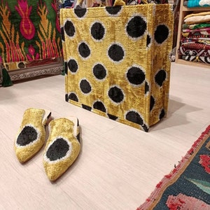 Handmade silk ikat slippers and handbag cluch bag Women handcrafted shoes All numbers