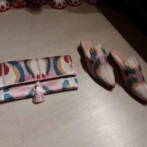 silk ikat slippers and velvet ikat silippers are handmade embroideried | velvet ikat slippers | all numbers | upholstery fabric