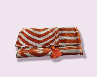 Bolso de mano de seda İkat Bolso de terciopelo İkat Bolso de mano İkat Bolso de seda y terciopelo İkat Bolso de mujer de seda İkat Bolso de moda Bolso nuevo Bolso de seda