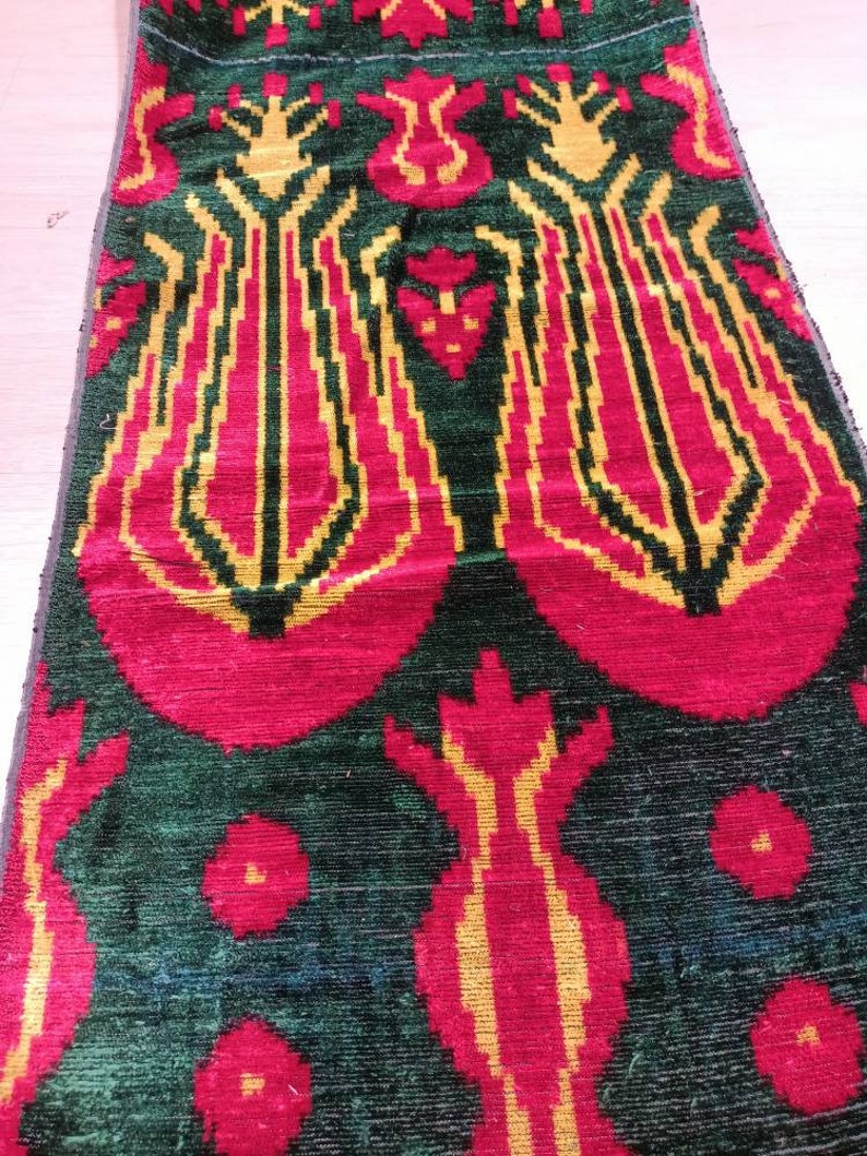 Ikat Silk Velvet Fabrichandwoven,bohemian Pattern,natural Dye,soft and