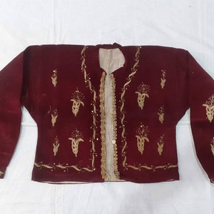 Antique Ottoman Sirma Cepken Jacket Fashion Velvet Gold Sırma Interior Home Style Traditional Turkish Wedding Dress Vintage Sirma
