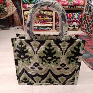 Colorful  ikat tote bag handwoven silk velvet ikat womens Clutch  bag ikat bag