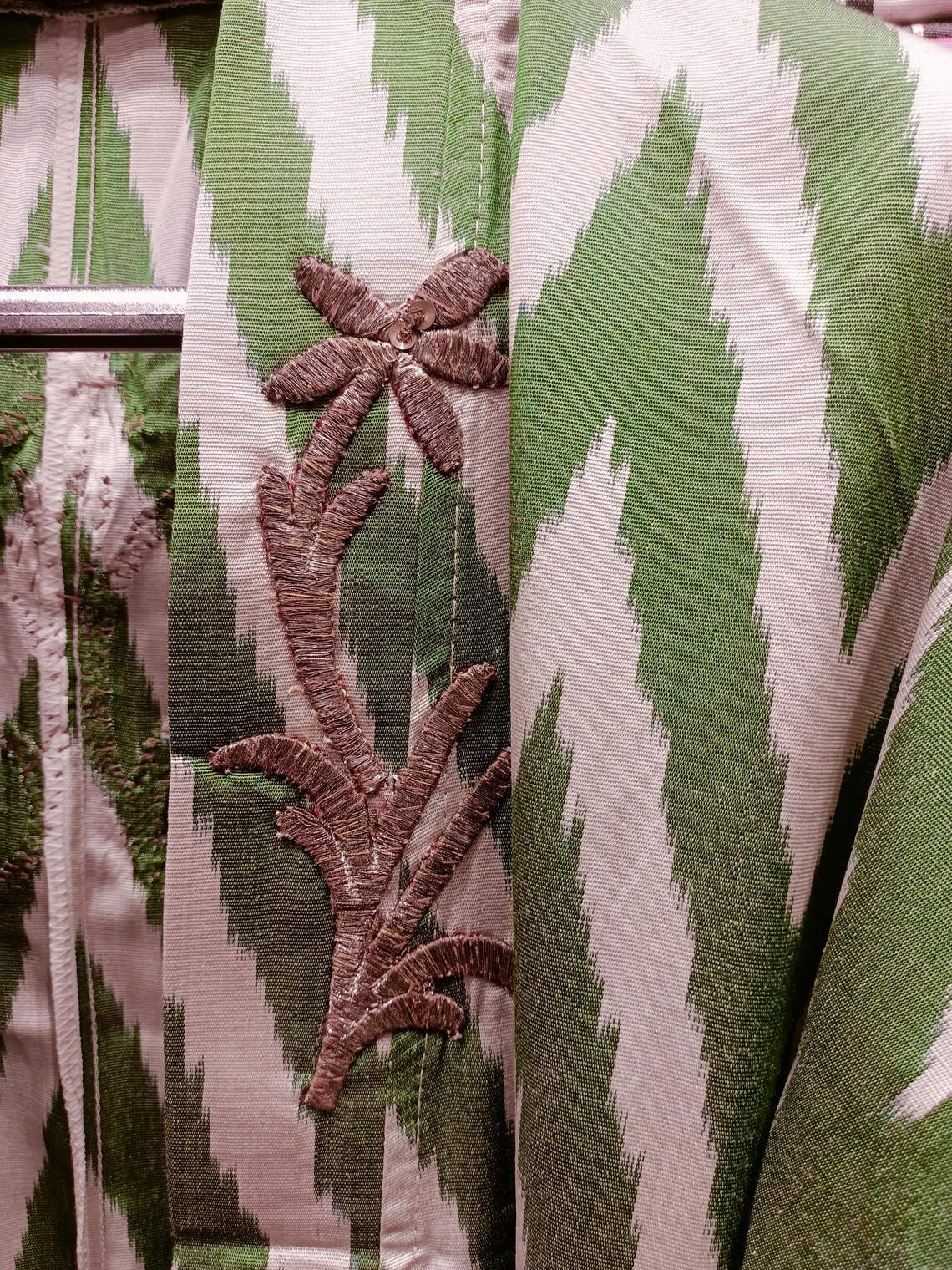 Earth Tones Heart Silk Ikat Kimono Dress