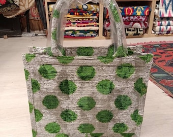 Colorful  ikat tote bag handwoven silk velvet ikat womens Clutch  bag ikat bag