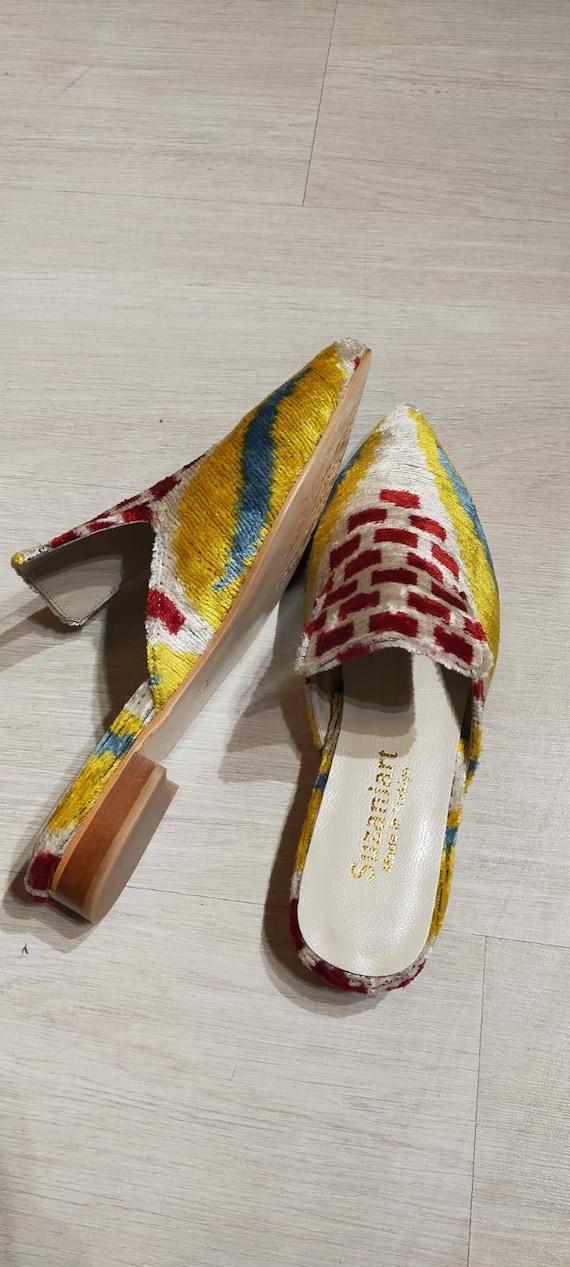 Silk Ikat Slippers and Velvet Ikat Silippers Are Handmade - Main Image