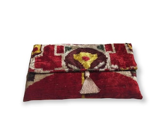 Bolso de mano de seda İkat Bolso de terciopelo İkat Bolso de mano İkat Bolso de seda y terciopelo İkat Bolso de mujer de seda İkat Bolso de moda Bolso nuevo Bolso de seda