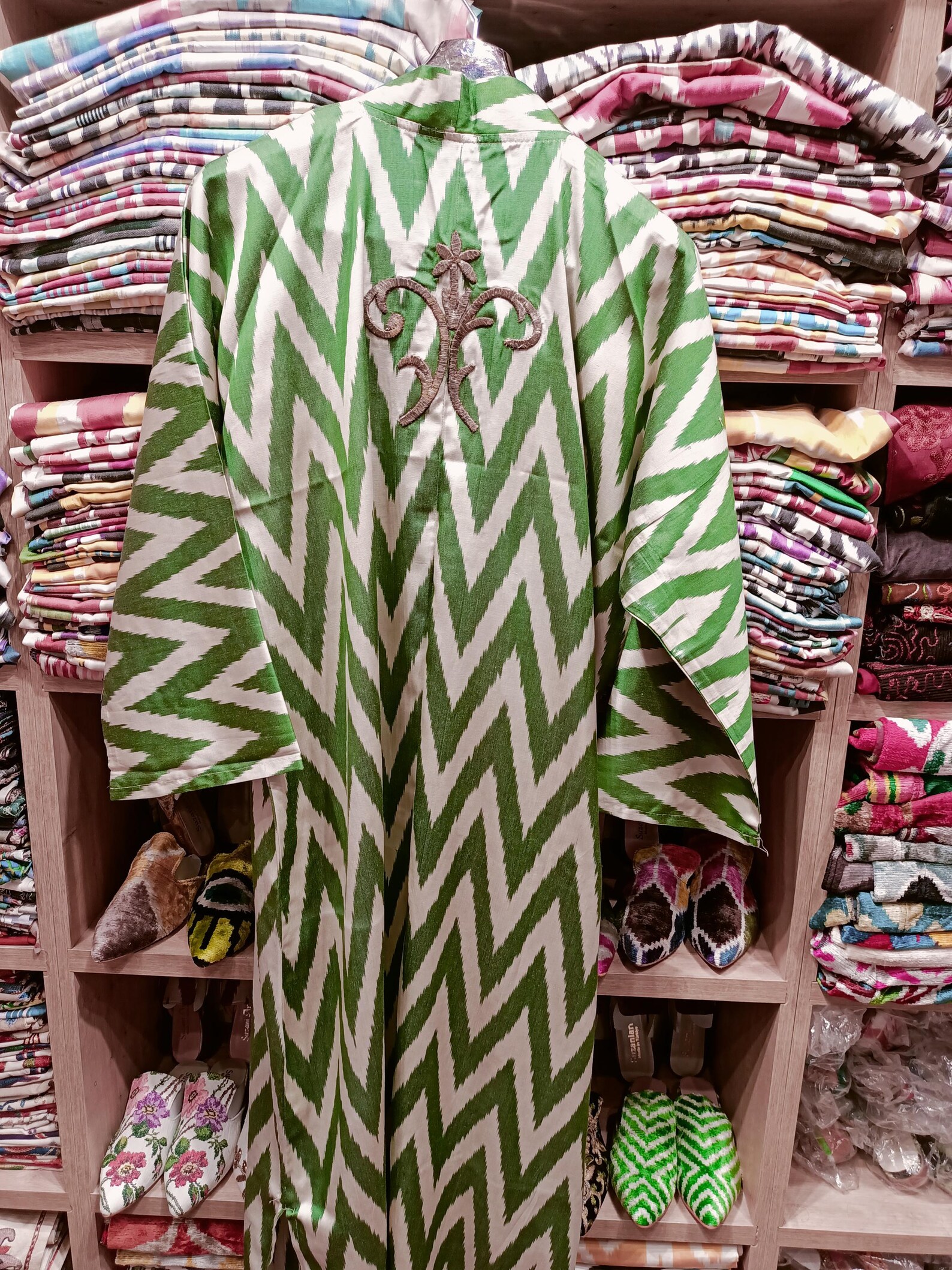 The Aqua Artisan Silk Ikat & Muslin Kimono main image 1