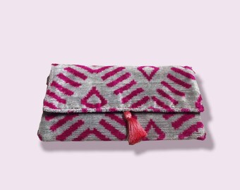 Bolso de mano de seda İkat Bolso de terciopelo İkat Bolso de mano İkat Bolso de seda y terciopelo İkat Bolso de mujer de seda İkat Bolso de moda Bolso nuevo Bolso de seda