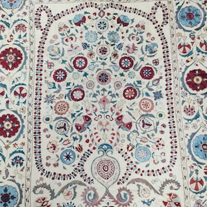 Hand-Embroidered Silk Suzani | Traditional Central Asian Textile | Decorative Wall and Furniture Cover