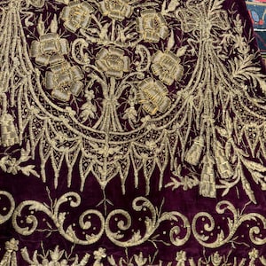 Antique Ottoman Sirma Bindalli Uc Etek Fashion Velvet Gold Sırma Interior Home Style Traditional Turkish Wedding Dress Vintage Sirma
