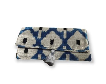 Bolso de mano de seda İkat Bolso de terciopelo İkat Bolso de mano İkat Bolso de seda y terciopelo İkat Bolso de mujer de seda İkat Bolso de moda Bolso nuevo Bolso de seda