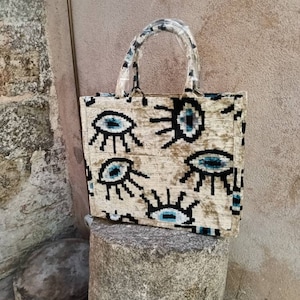 Colorful  ikat tote bag handwoven silk velvet ikat womens Clutch  bag ikat bag