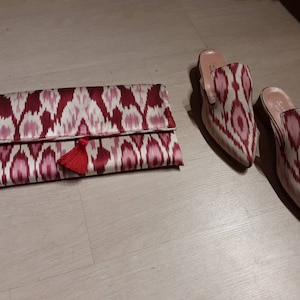 silk ikat slippers and velvet ikat silippers are handmade embroideried | velvet ikat slippers | all numbers | upholstery fabric
