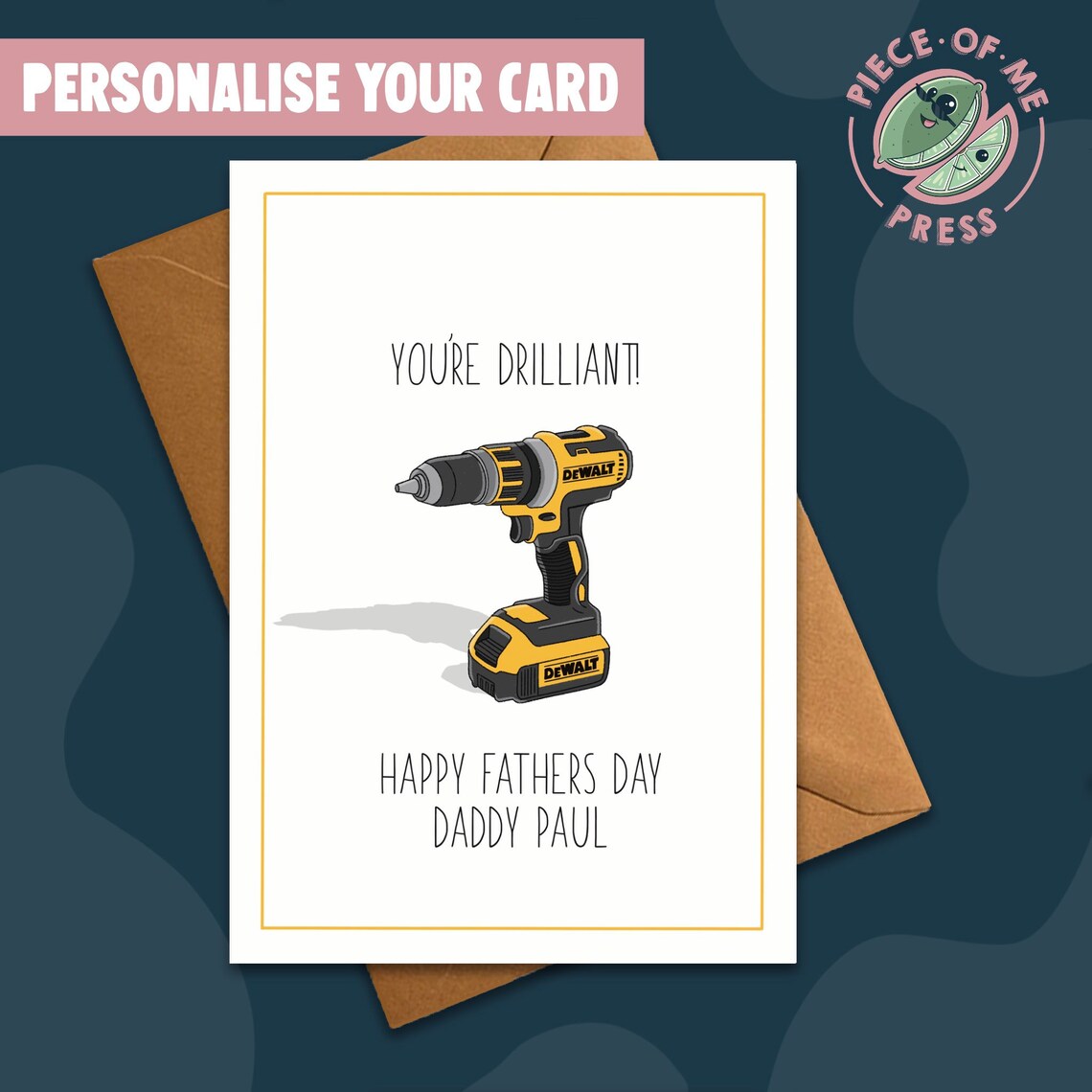 Funny illustrated Fathers Day Card Power tool joke greetings Etsy