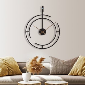 Metal Wall Clock Black / Wall Clock Unique / Livingroom Clock / Design Wall Clock / Large Wall Clock Modern / Big Wall Clock