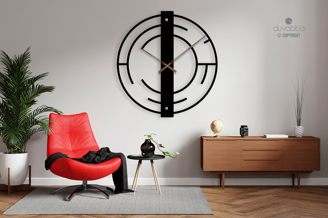 Modern Black Metal Wall Clock: Minimalist Gear Wheel Design - Etsy