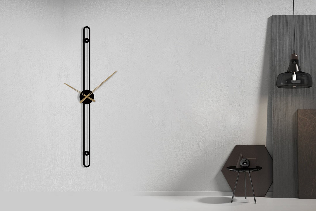 Large Wall Clock Modern / Metal Wall Clock Black / Silent Wall Clock ...