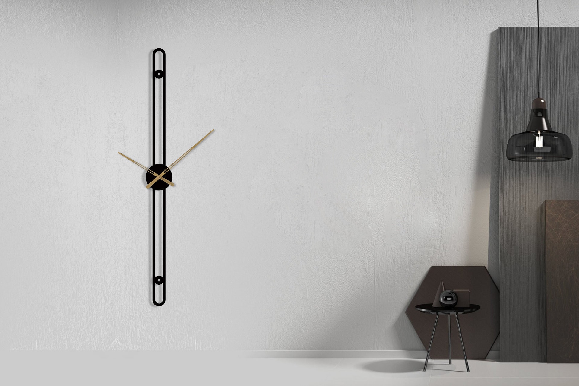 Large Wall Clock Modern / Metal Wall Clock Black / Silent Wall Clock ...