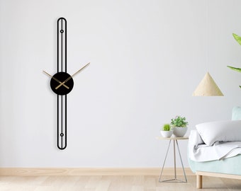 Große Wanduhr, Übergroße Wanduhr, Büro Wanduhr, Design Wanduhr, Einzigartige Wanduhren, Lange Metall Wanduhr, Minimalistische Uhr
