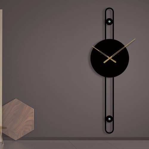 Long Wall Clock / Metal Large Wall Clock / Long Decorative Etsy