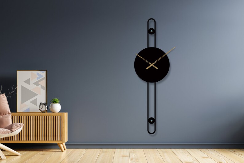 Long Wall Clock / Metal Large Wall Clock / Long Decorative Etsy