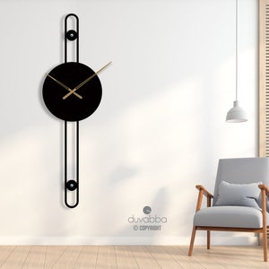 Long Unique Wall Clock / Metal Large Wall Clock / Long Decorative Wall Clock/ Design Wall Clock / Minimalist Clock / Oversize Wall Clock