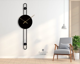 Long Unique Wall Clock / Metal Large Wall Clock / Long Decorative Wall Clock/ Design Wall Clock / Minimalist Clock / Oversize Wall Clock