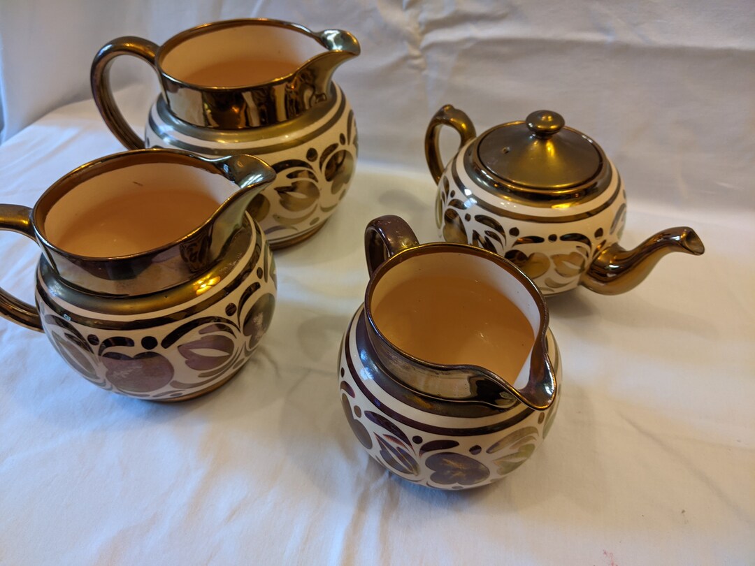 Wade Heath Set of 3 Milk Pitchers and a Teapot Etsy