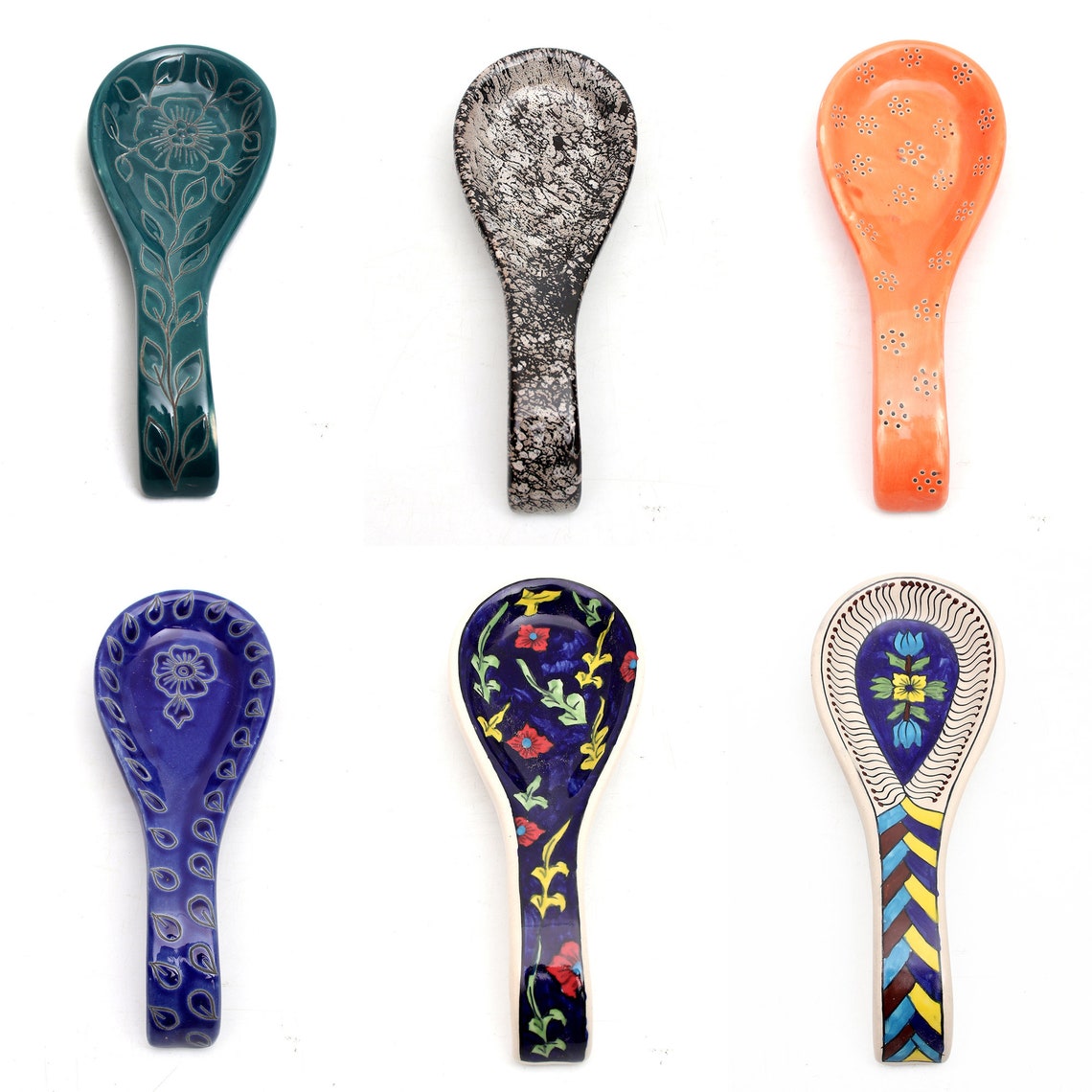 Blue Ceramic Spoon Rest/multi Color Ceramic Spoon Etsy