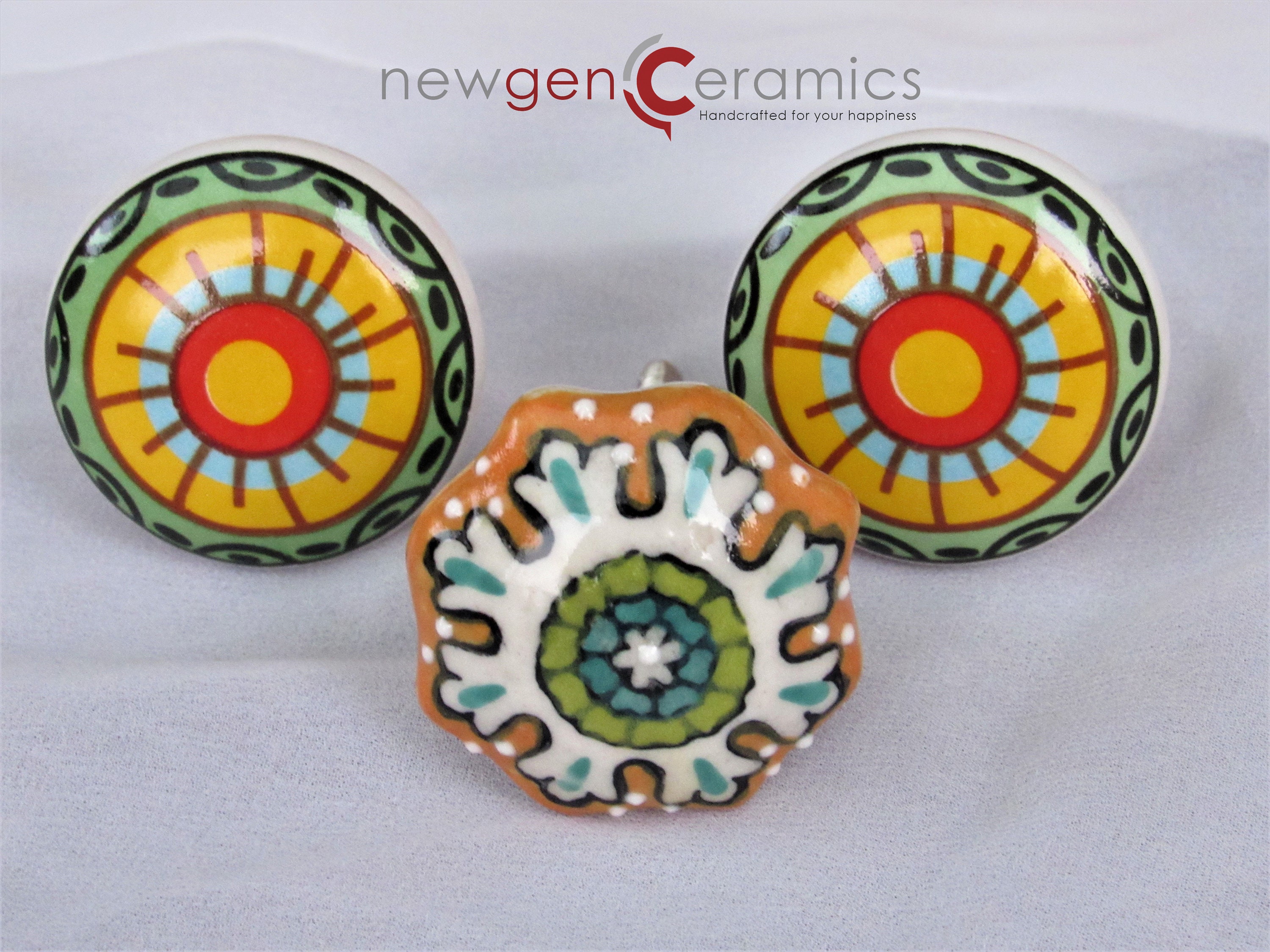 Perillas de cerámica amarilla/perillas pintadas a mano/forma | Etsy