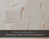 Gold Minimalist Wedding Invitation Suite Templates Bundle Set INSTANT DOWNLOAD, Boho Wedding, Editable, Printable, DIY, Customizable - MB014