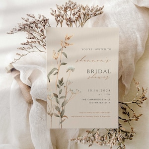 Modern Wildflower Bridal Shower Invitation Template, Floral Bridal Shower Invitation, Simple, Customizable, Editable, INSTANT DOWNLOAD MB007