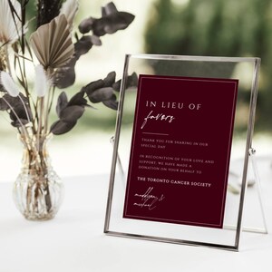 Modèle de carte Bordeaux Marsala remplaçant des faveurs TÉLÉCHARGEMENT IMMÉDIAT, modifiable, imprimable - panneau de décoration de mariage personnalisable DIY - MB002