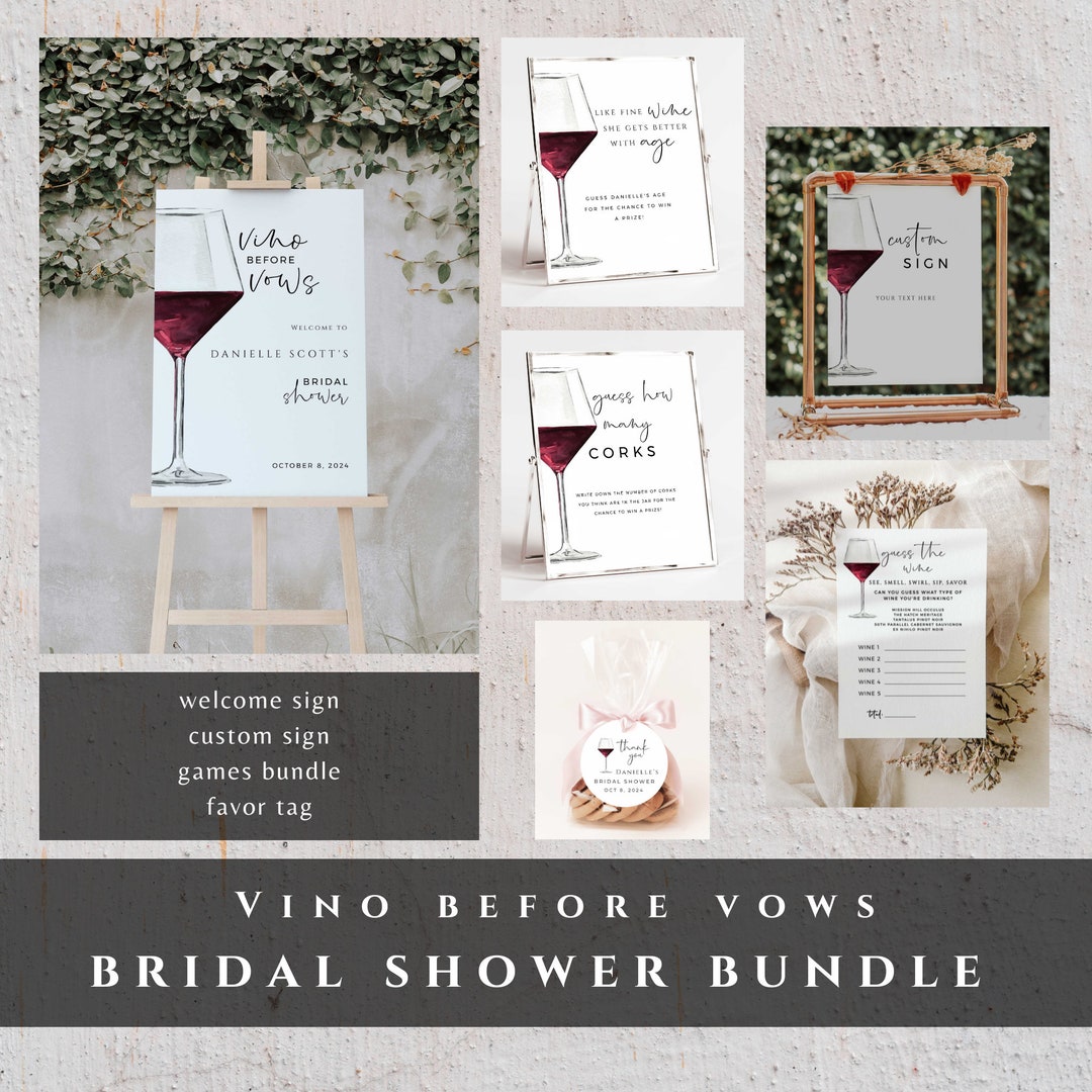 Vino Before Vows Bridal Shower Bundle Templates, INSTANT DOWNLOAD ...