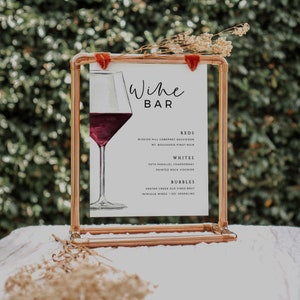 Moderne minimalistische Weinbar Schild Vorlage, Brautdusche Getränkekarte, SOFORTIGER DOWNLOAD, Vino vor Gelübde, Brautdusche Dekor, bearbeitbar MB004