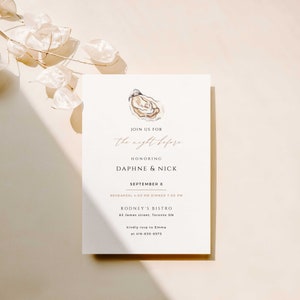 Oyster Rehearsal Dinner Invitation Template, The Night Before Invite, Wedding Decor, INSTANT DOWNLOAD, Printable, Editable, Digital - MB006