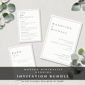 Modern Minimalist Wedding Invitation Template INSTANT DOWNLOAD