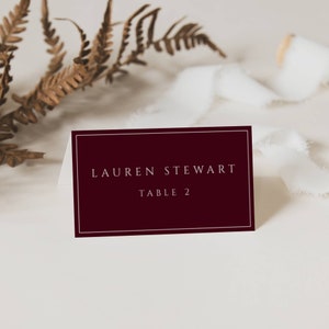 Bourgondische Marsala bruiloft gevouwen plaatskaarten sjabloon INSTANT DOWNLOAD, bewerkbaar, afdrukbaar - DIY aanpasbare bruiloft tafel decor - MB002