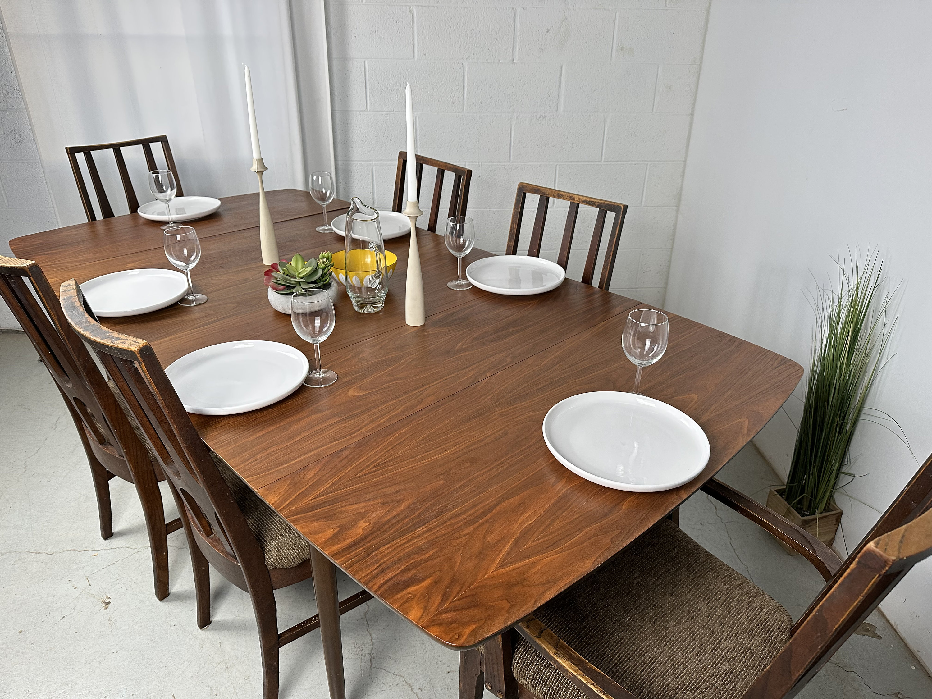 Walnut Midcentury Modern Dining Table Etsy