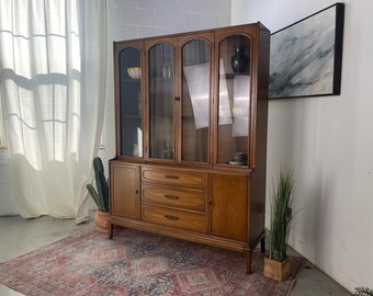 Sleek Mid-Century Modern Walnut Hutch by Drexel