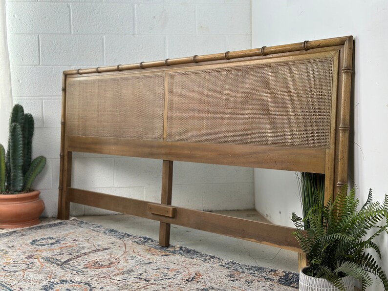 Midcentury Modern Faux Bamboo and Cane King Headboard Etsy